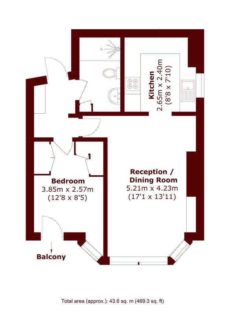 1 bedroom flat for sale - floorplan