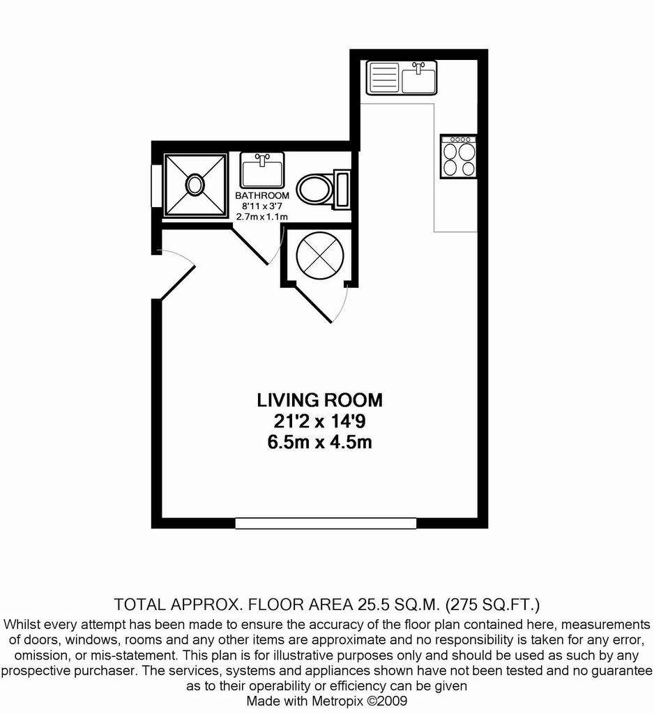 Studio flat to rent - floorplan