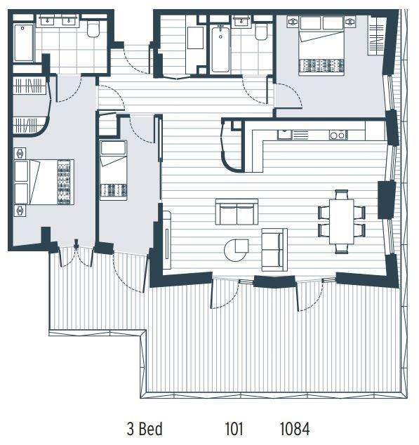 3 bedroom flat to rent - floorplan