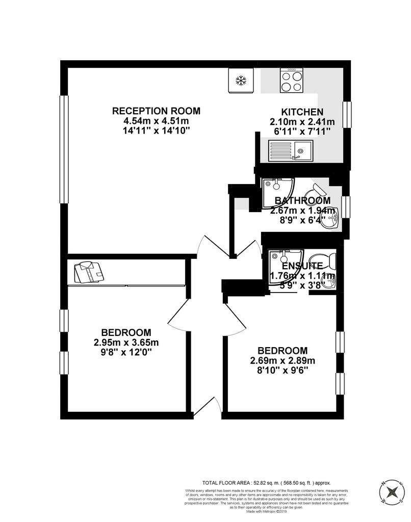 2 bedroom flat to rent - floorplan