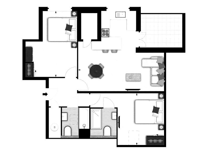 2 bedroom flat to rent - floorplan