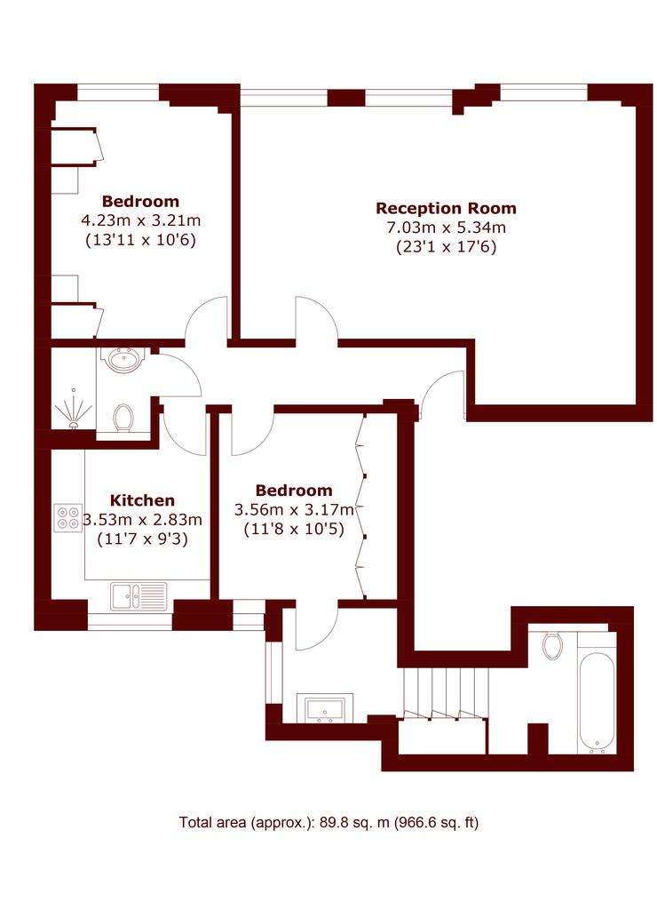 2 bedroom flat to rent - floorplan