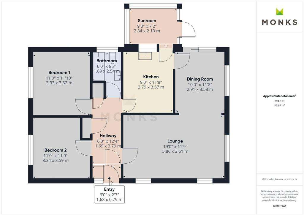 2 bedroom detached bungalow for sale - floorplan