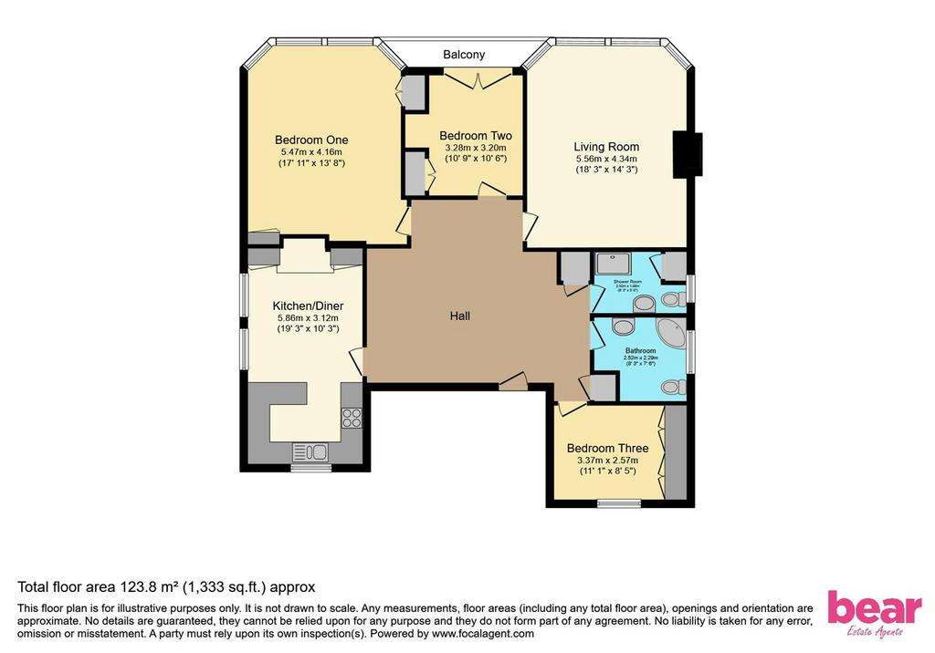 3 bedroom flat for sale - floorplan