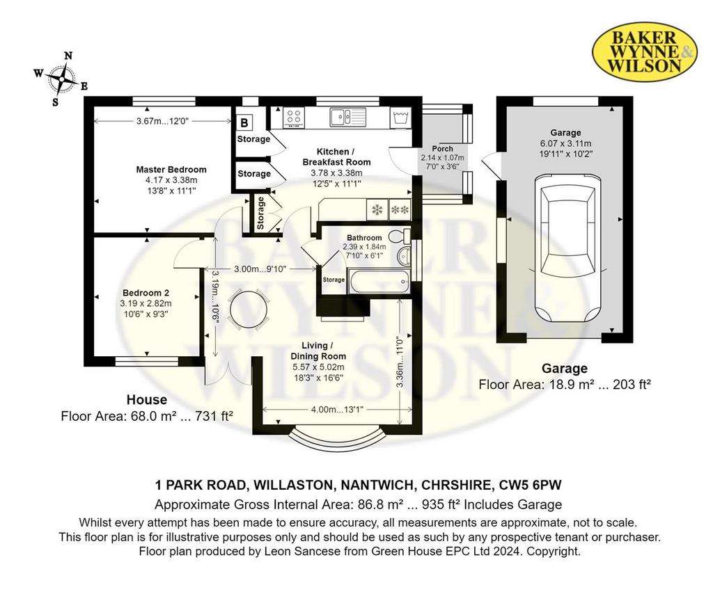 2 bedroom semi-detached bungalow for sale - floorplan