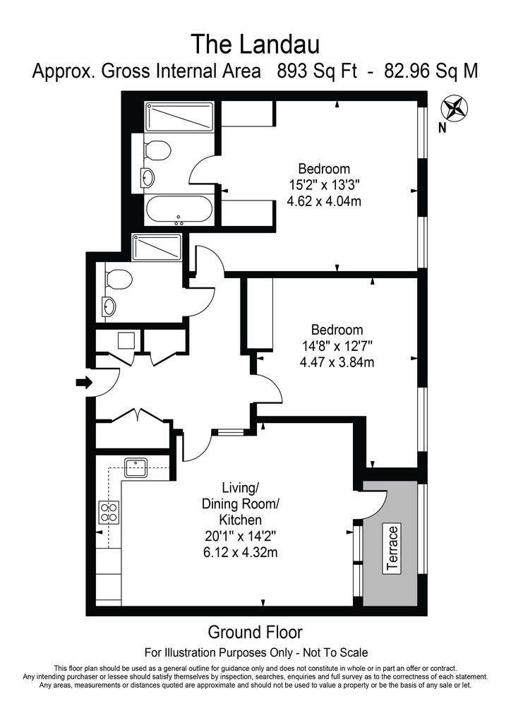 2 bedroom flat to rent - floorplan