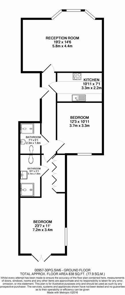 2 bedroom flat to rent - floorplan