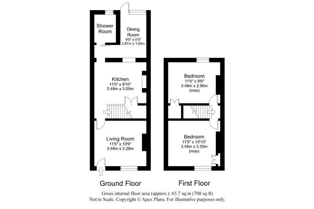 2 bedroom terraced house for sale - floorplan