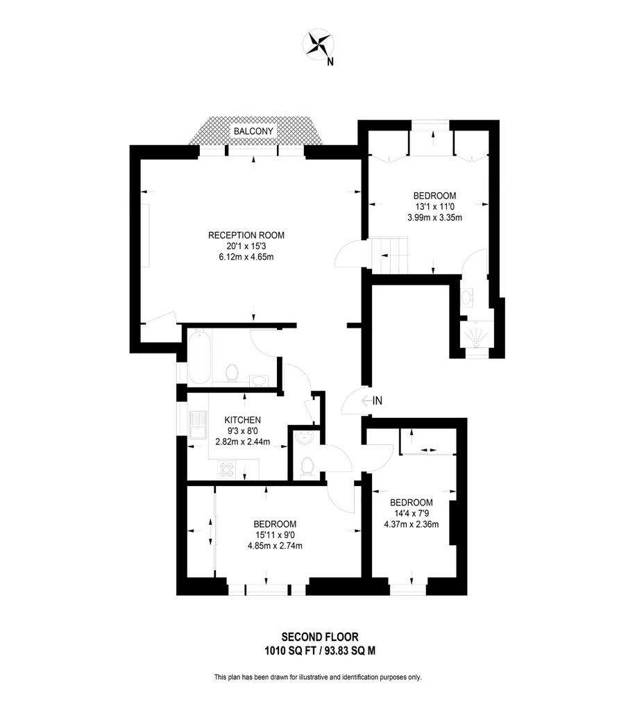 3 bedroom flat to rent - floorplan