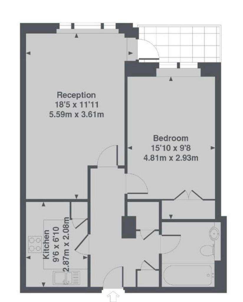 1 bedroom flat to rent - floorplan