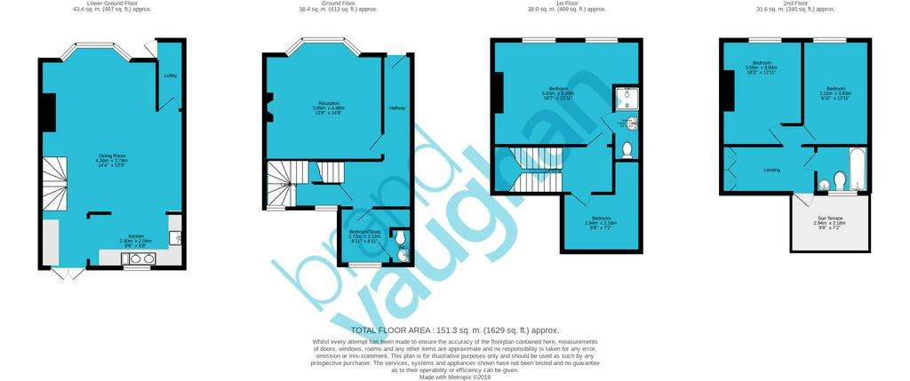 4 bedroom terraced house for sale - floorplan