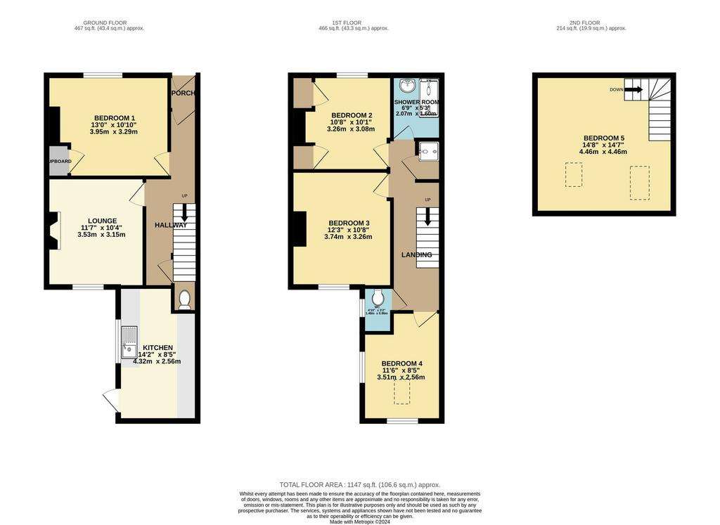 5 bedroom end of terrace house for sale - floorplan