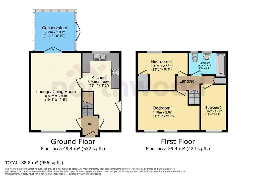 3 bedroom semi-detached house for sale - floorplan