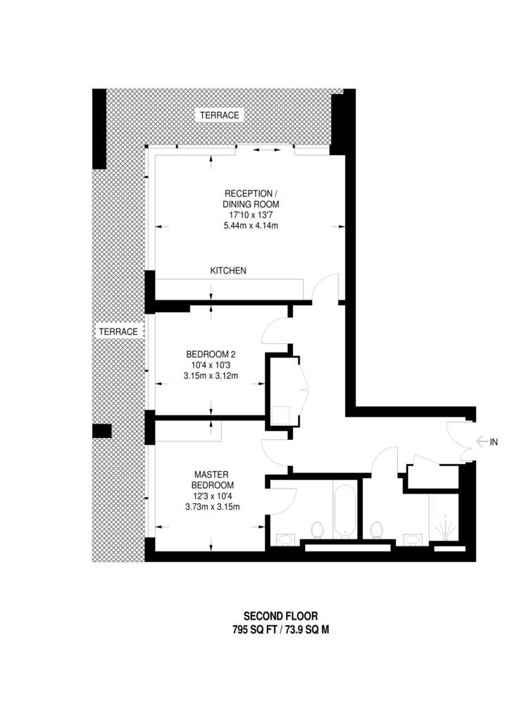 2 bedroom flat to rent - floorplan