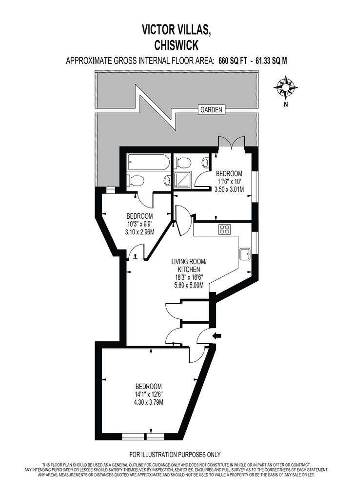 3 bedroom flat to rent - floorplan