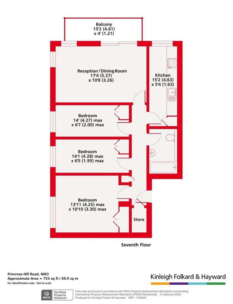 3 bedroom flat for sale - floorplan