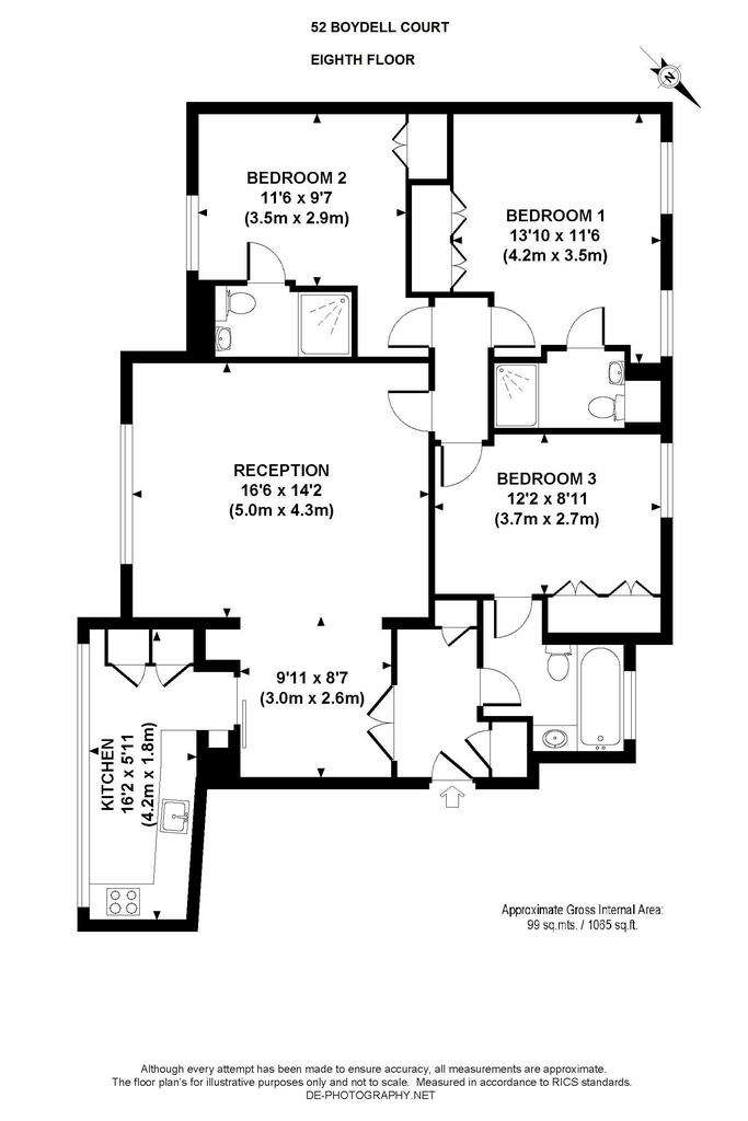 3 bedroom flat to rent - floorplan