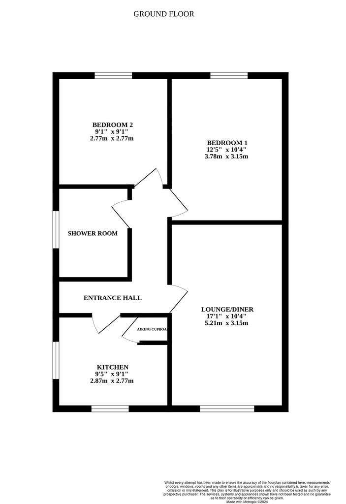 2 bedroom semi-detached bungalow for sale - floorplan