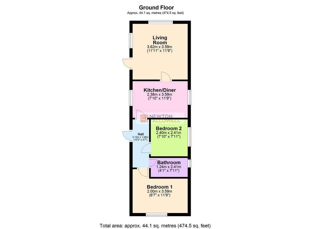 2 bedroom park home for sale - floorplan