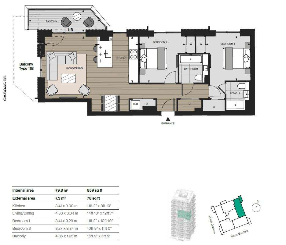 2 bedroom flat to rent - floorplan