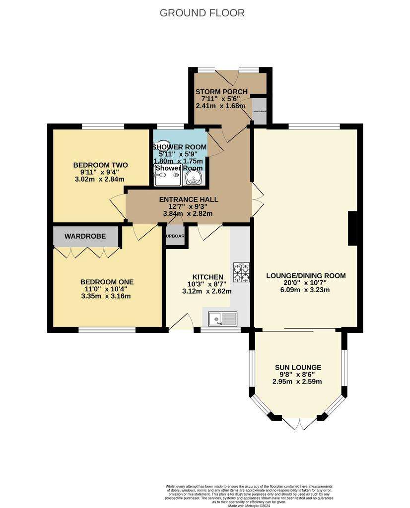 2 bedroom bungalow for sale - floorplan