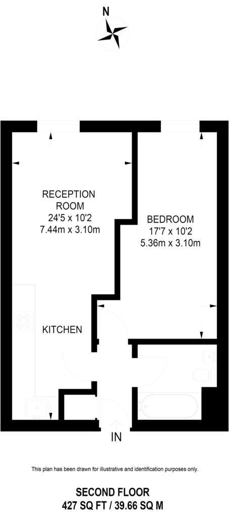 1 bedroom flat to rent - floorplan