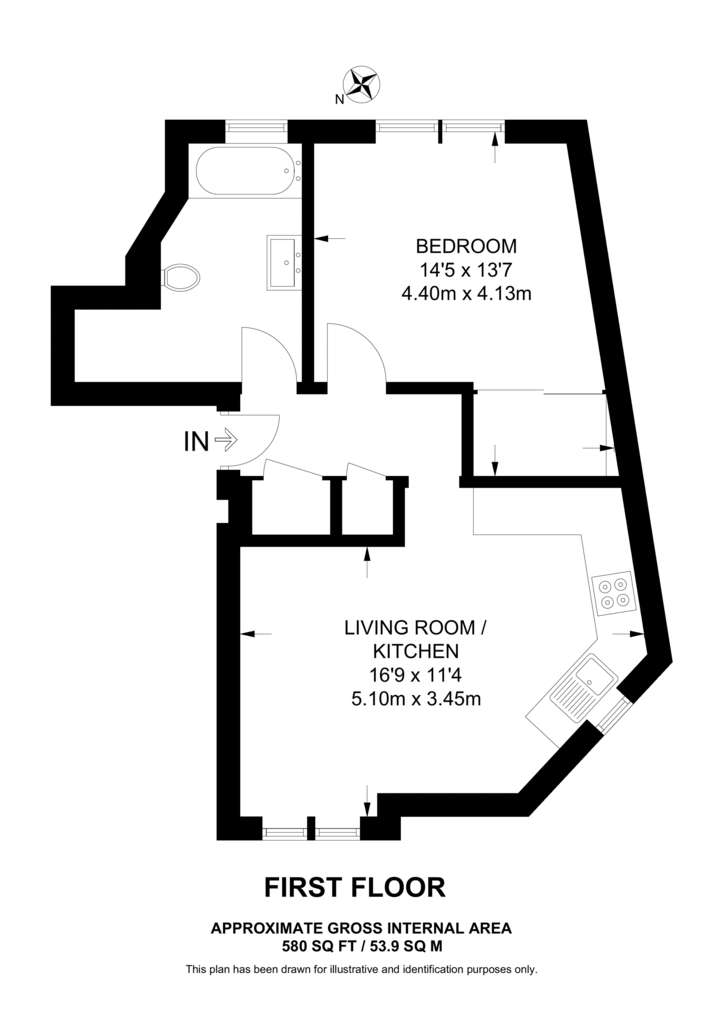 1 bedroom flat to rent - floorplan