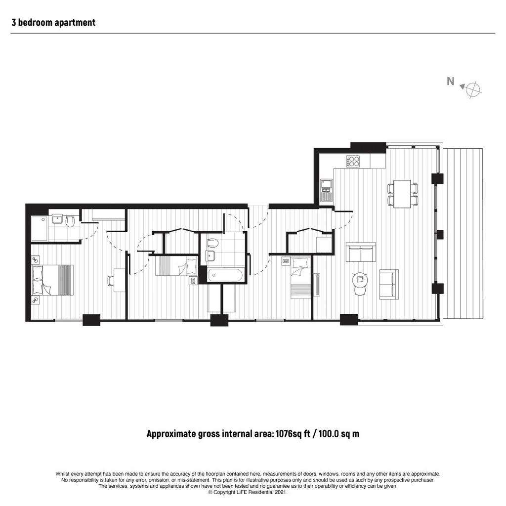 3 bedroom flat to rent - floorplan