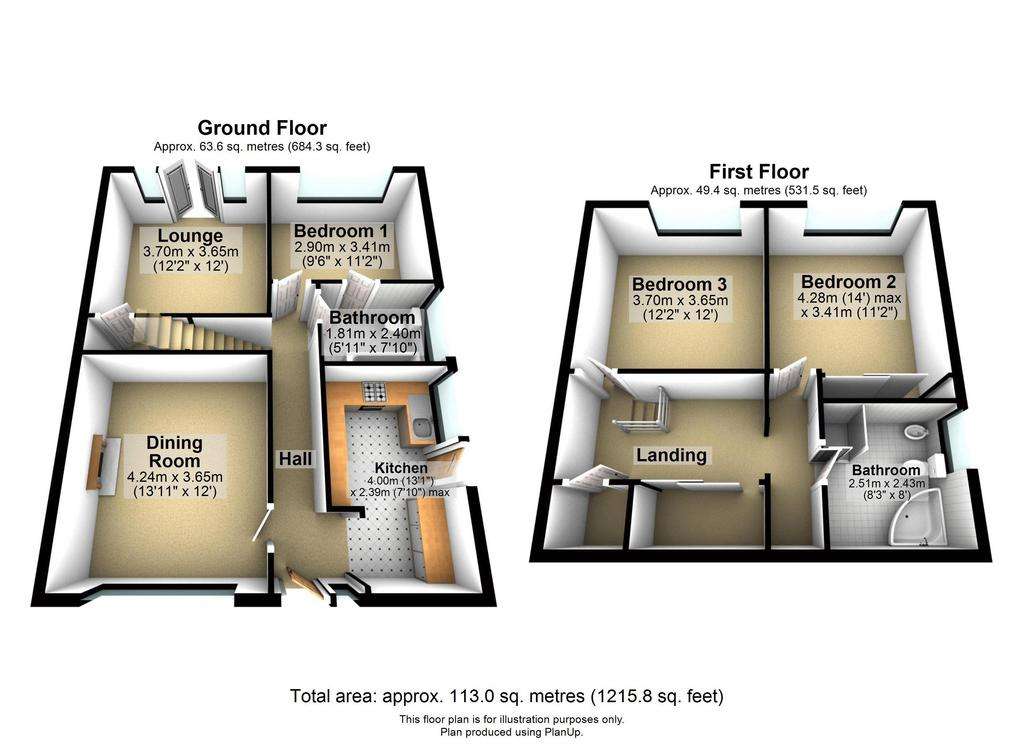 3 bedroom semi-detached bungalow for sale - floorplan