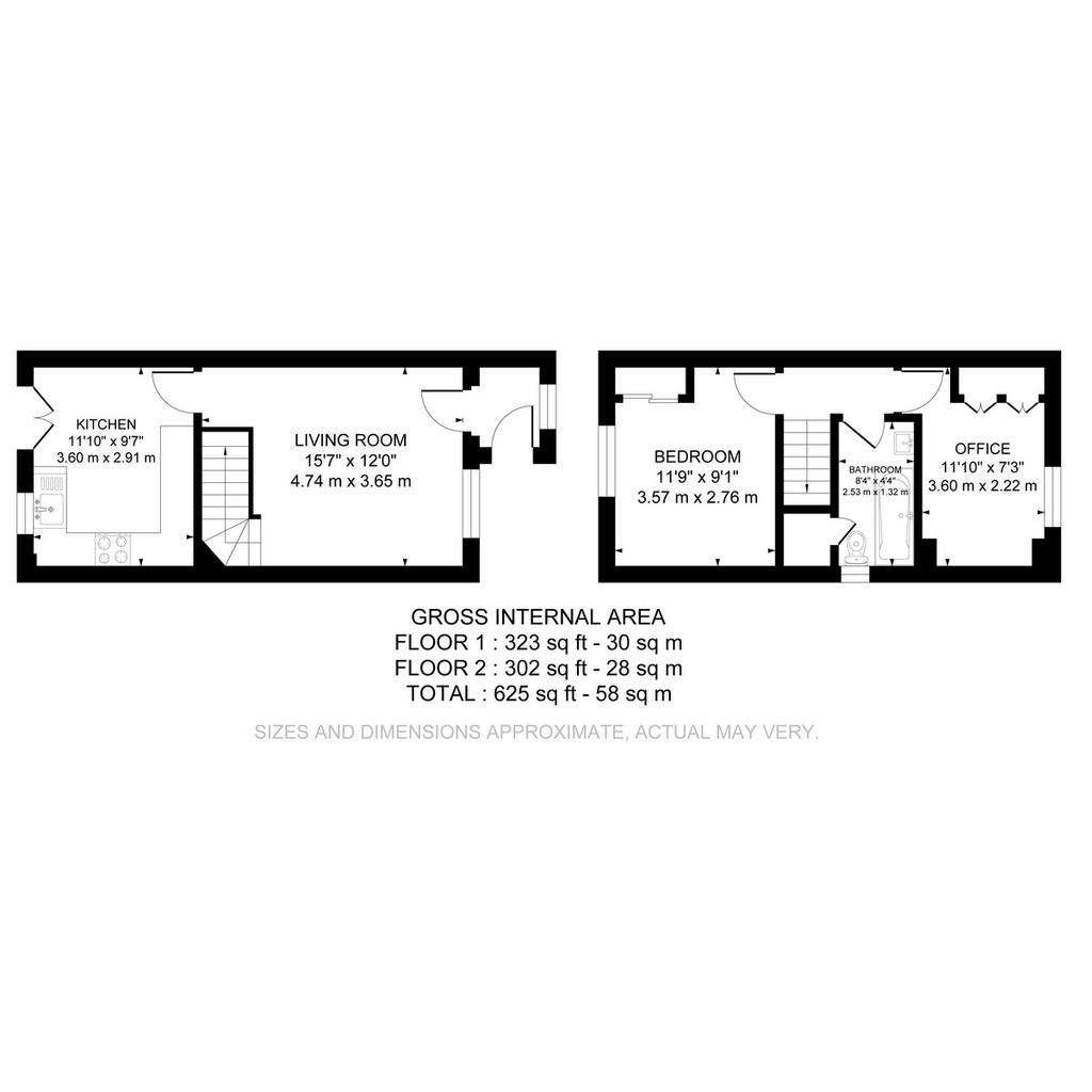 2 bedroom end of terrace house for sale - floorplan