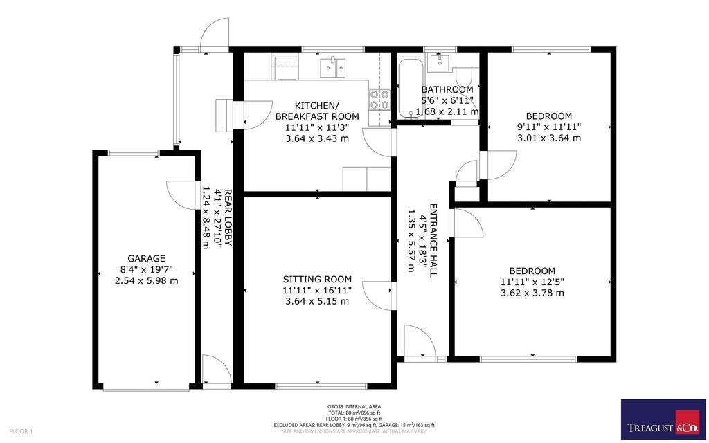 2 bedroom bungalow for sale - floorplan