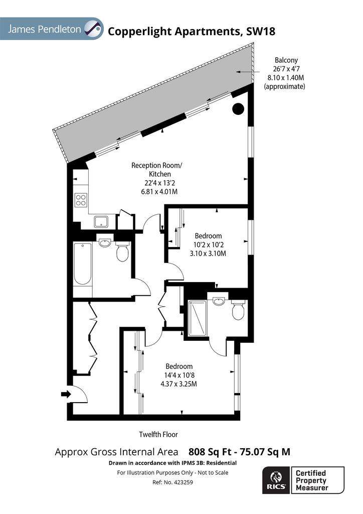 2 bedroom flat for sale - floorplan