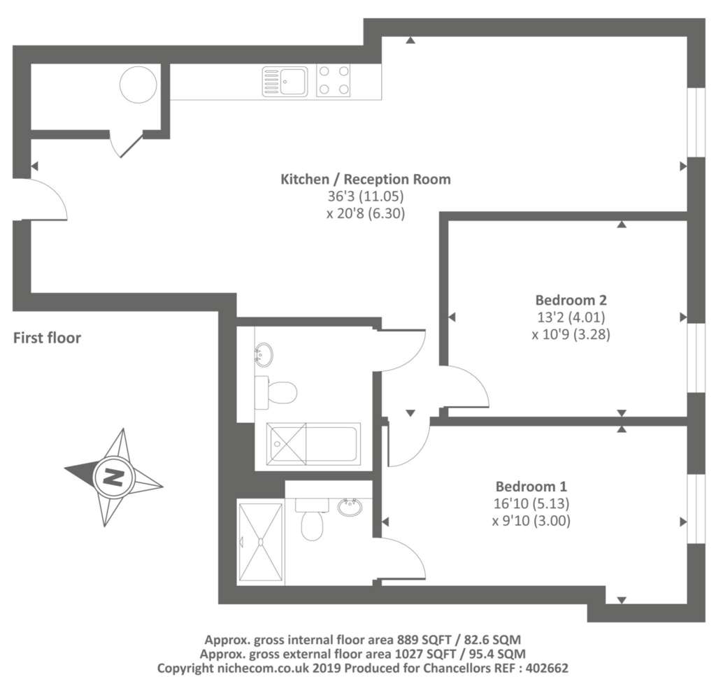 2 bedroom flat to rent - floorplan