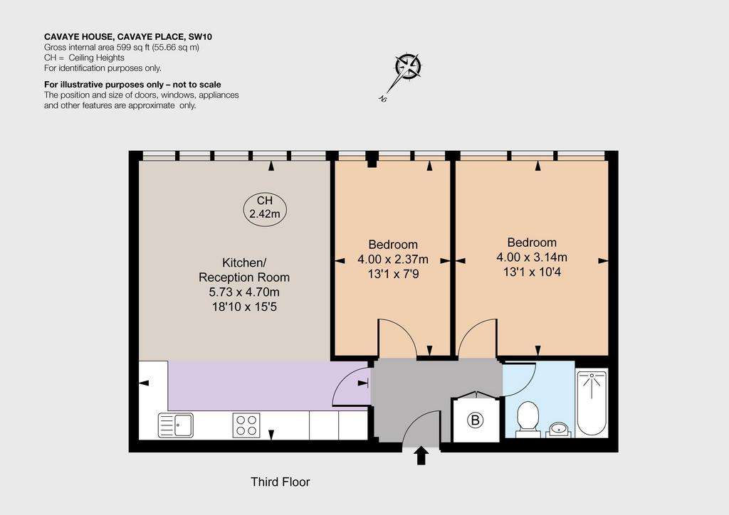 2 bedroom flat to rent - floorplan