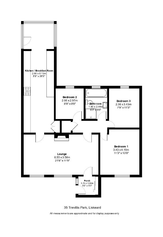 3 bedroom bungalow for sale - floorplan