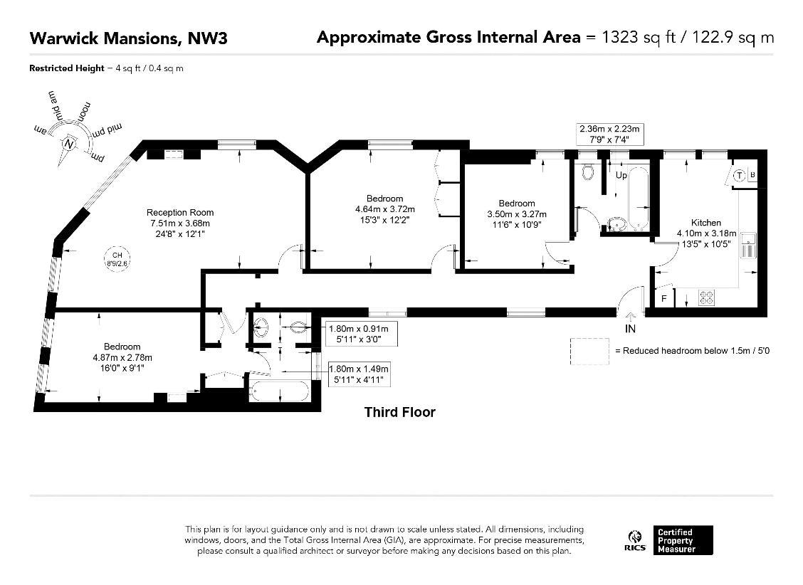 3 bedroom flat for sale - floorplan