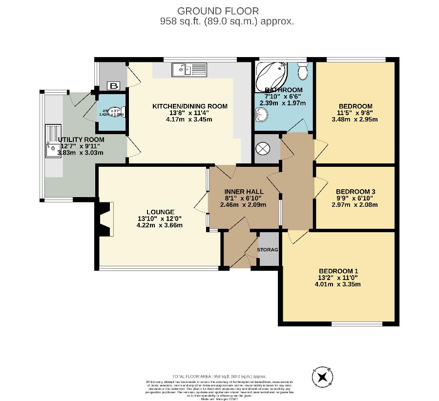 3 bedroom bungalow for sale - floorplan