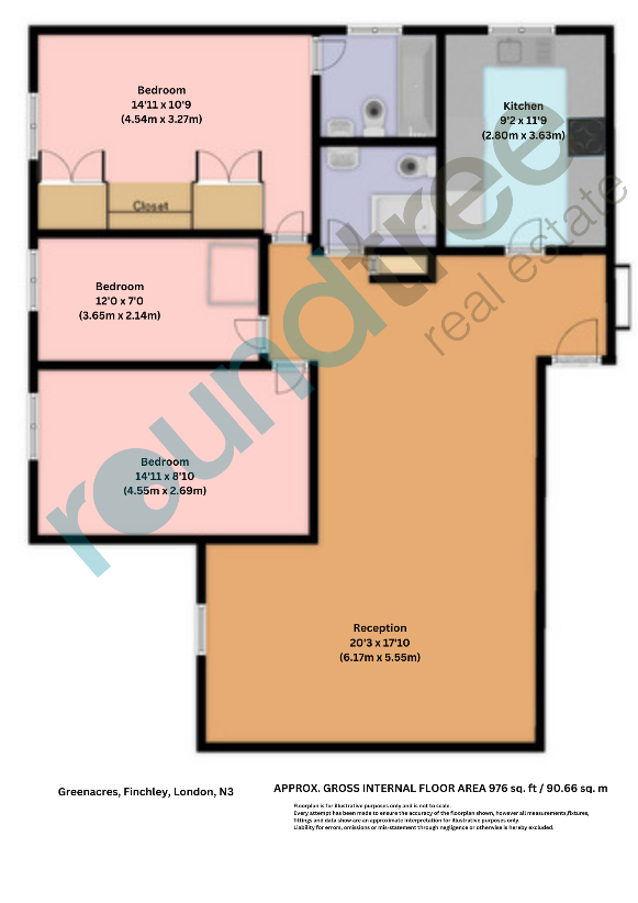 3 bedroom flat for sale - floorplan