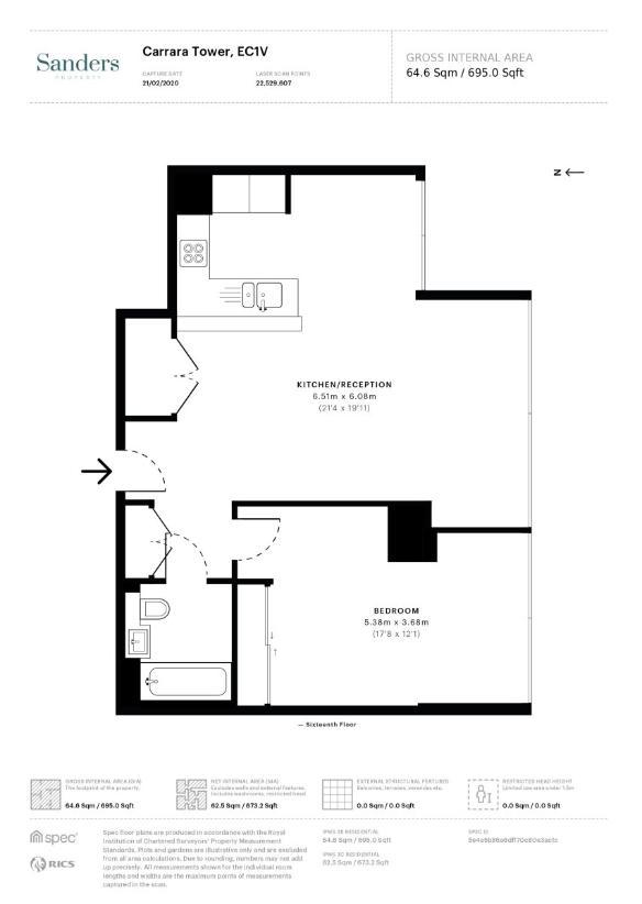 1 bedroom flat for sale - floorplan