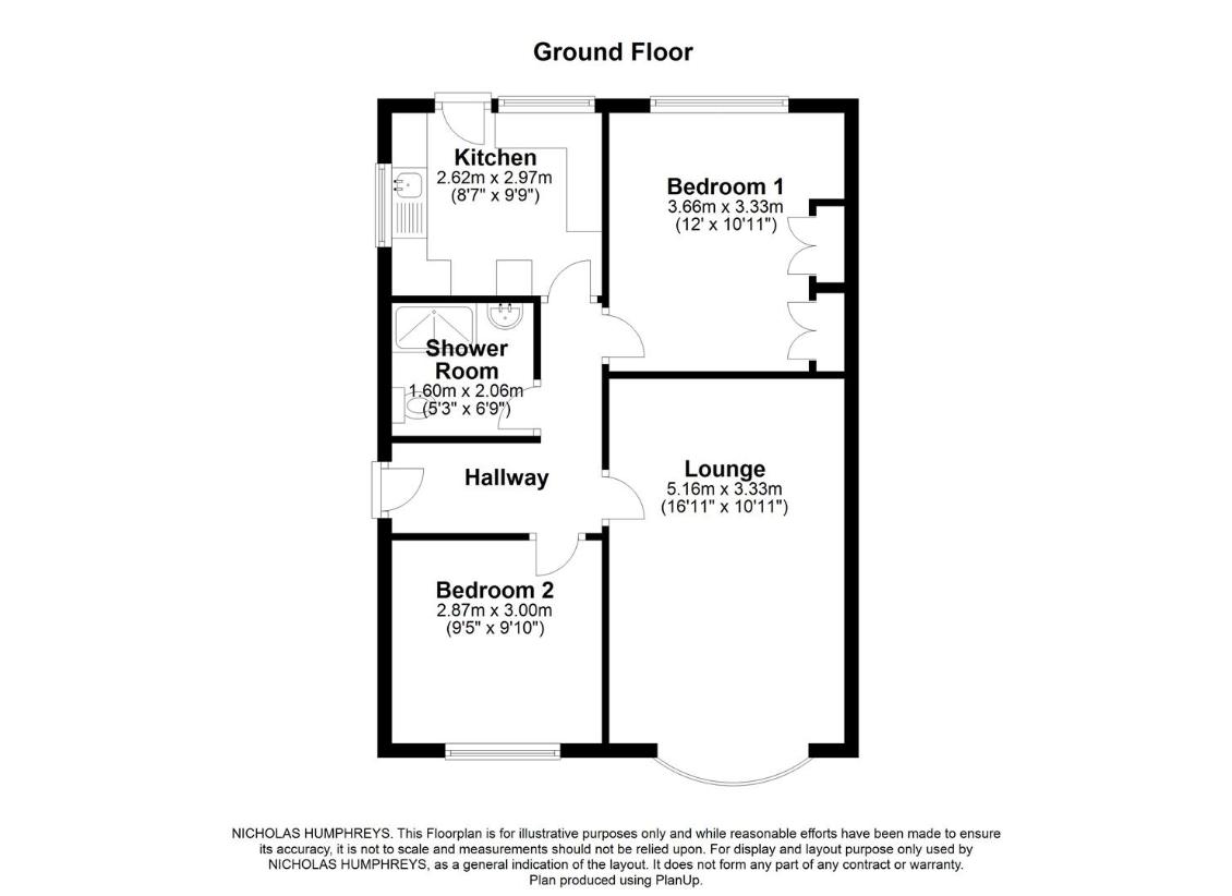 2 bedroom bungalow for sale - floorplan