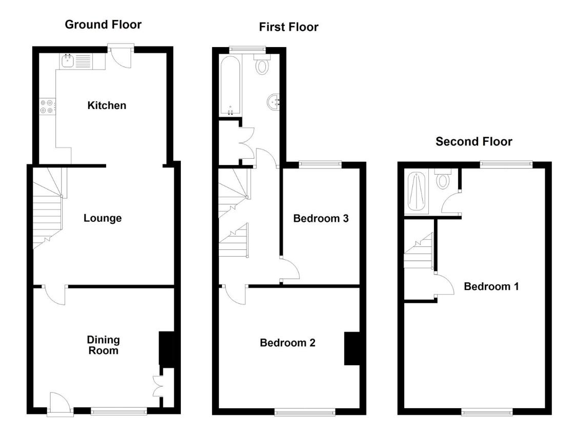 3 bedroom terraced house for sale - floorplan