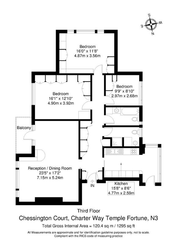 3 bedroom flat for sale - floorplan