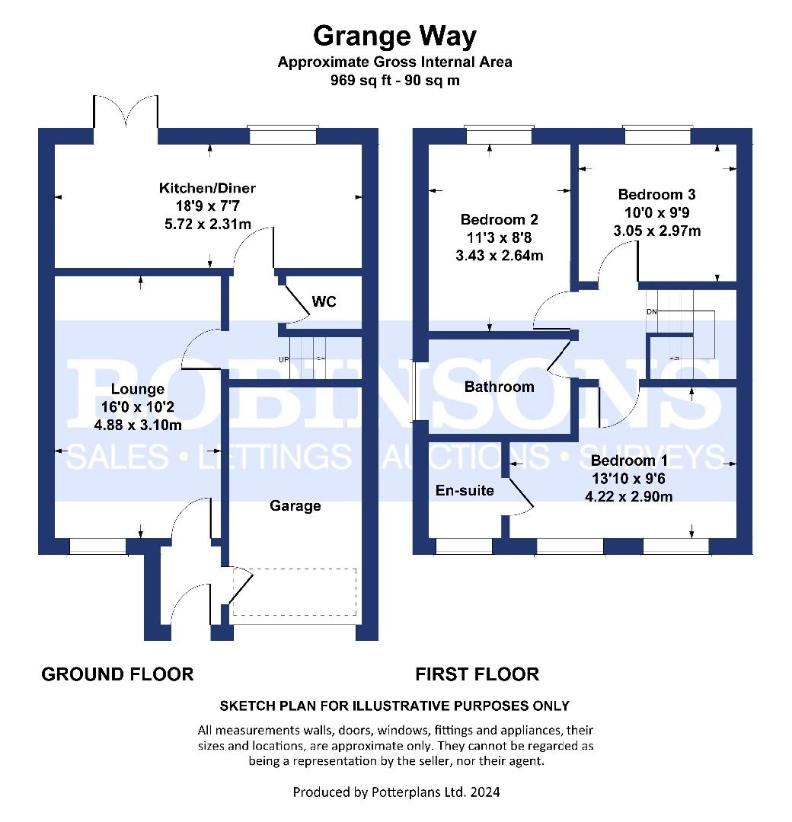 3 bedroom semi-detached house for sale - floorplan