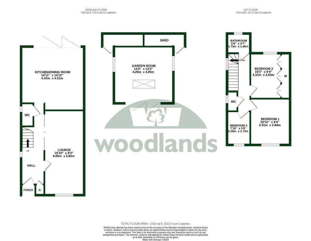 3 bedroom semi-detached house for sale - floorplan