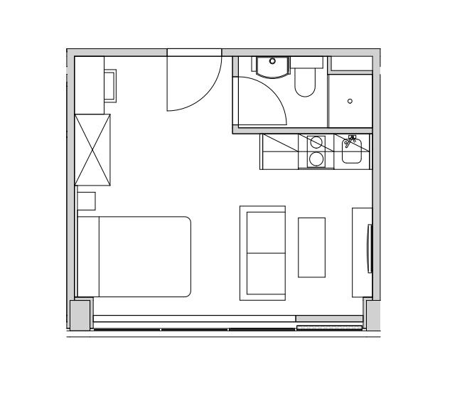 Studio flat for sale - floorplan