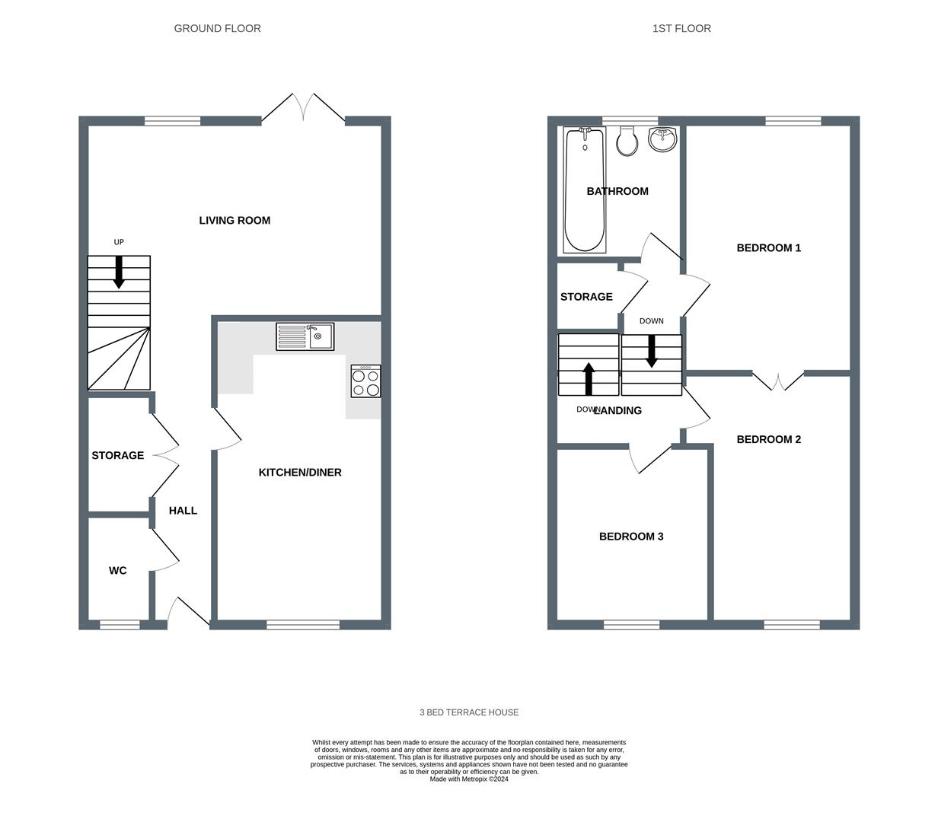 3 bedroom terraced house for sale - floorplan