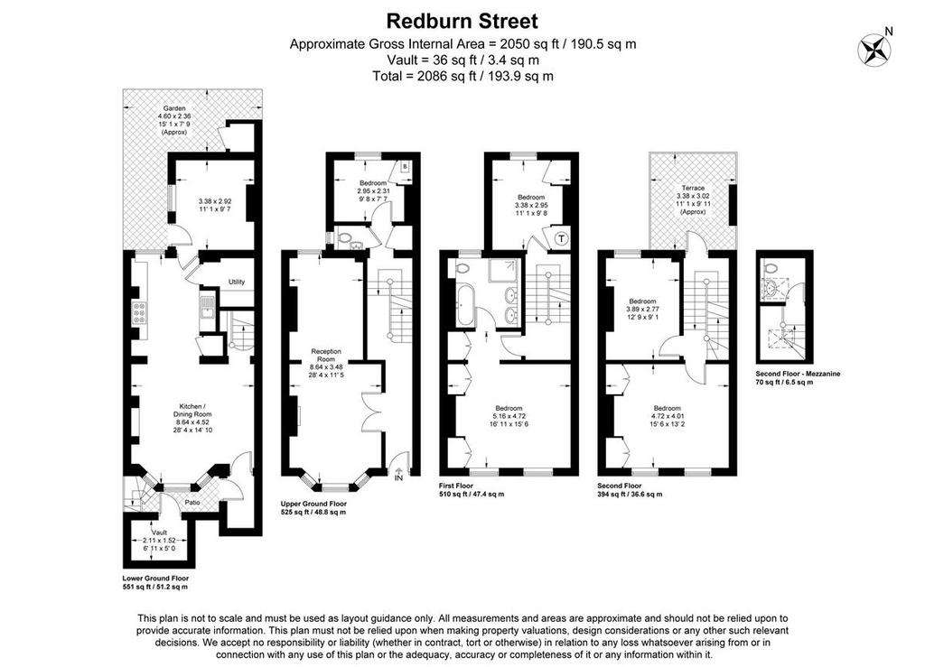 5 bedroom terraced house to rent - floorplan