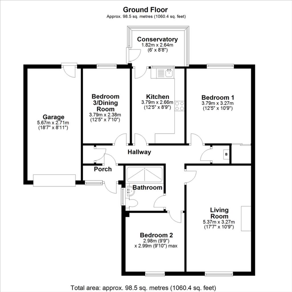 3 bedroom detached bungalow for sale - floorplan