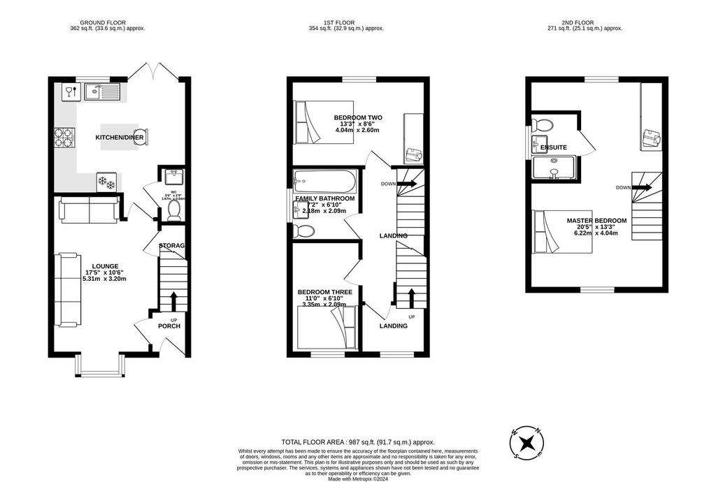 3 bedroom semi-detached house for sale - floorplan