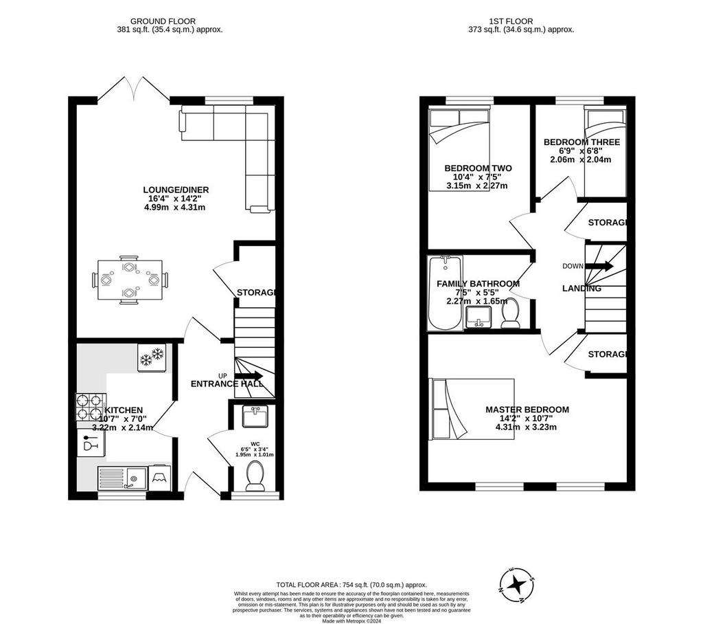 3 bedroom semi-detached house for sale - floorplan